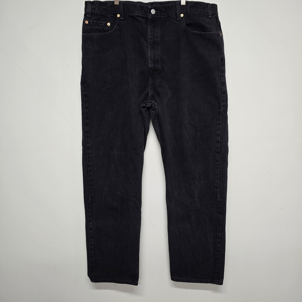Levis 505 Regular Fit Jeans Mens 42x32 Black Denim Straight Leg 90s Vintage
